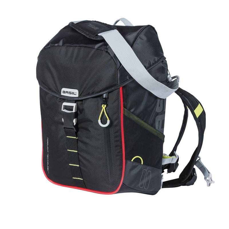 Basil Fahrradrucksack Miles Nordlicht wasserdicht black lime 17 Ltr, 31x17x44, schwarz/lime