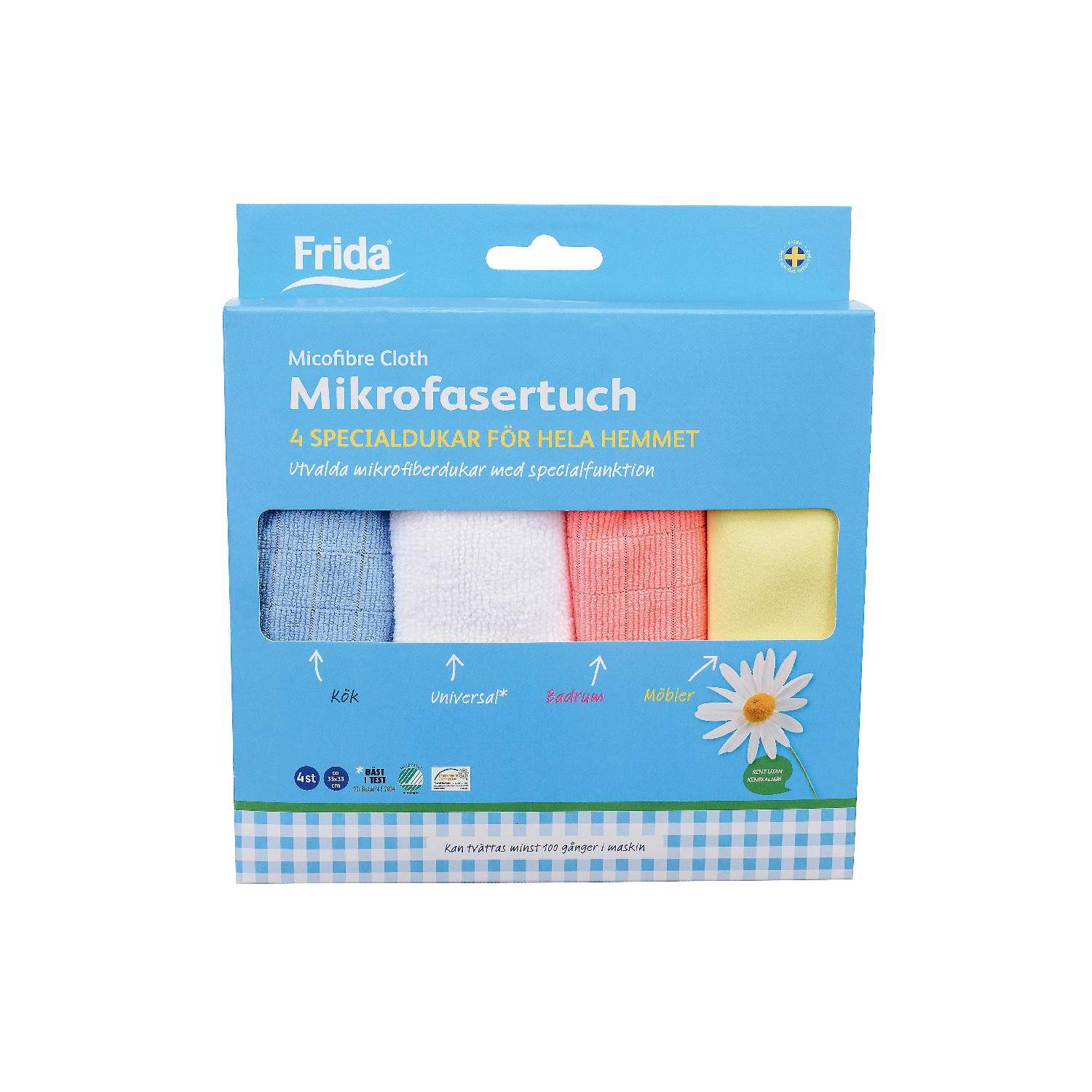 Frida 49006 Mikrofasertuch 33x33cm, mehrfarbig, 4-teilig (1 Set)