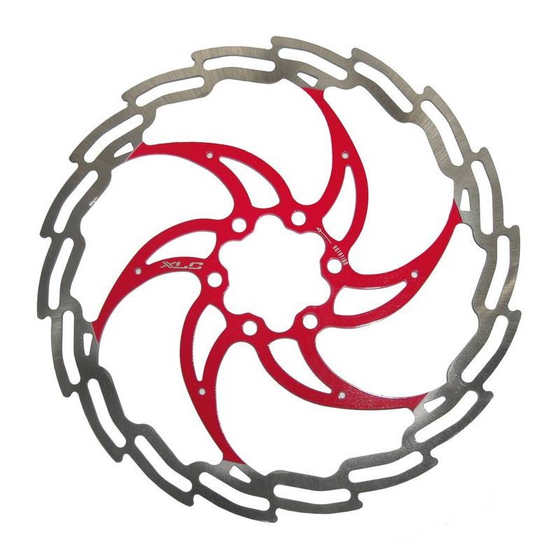 XLC BR-X02 Bremsscheibe, Ø 203 mm, 6-Loch, Nirosta, mit Schrauben, 145 g, silber/rot