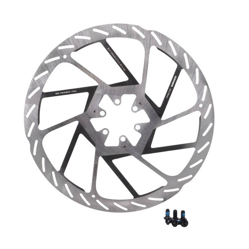SRAM 00.5018.176.003 Bremsscheibe "HS2" Rounded, Ø 220 mm, 6-Loch, mit Schrauben, schwarz/silber