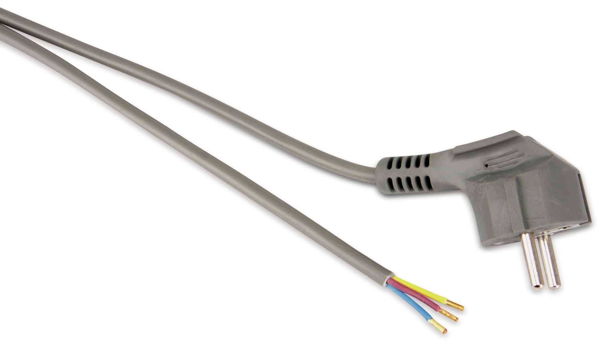 GOOBAY Netzkabel mit Schutzkontaktstecker, 2 m, grau