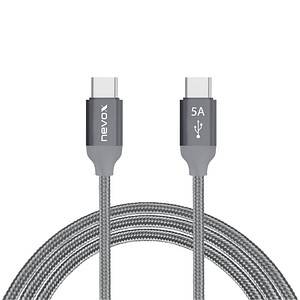 nevox 1653 - 1 m - USB C - USB C - USB 2.0 - 480 Mbit/s - Grau - Silber - Type C