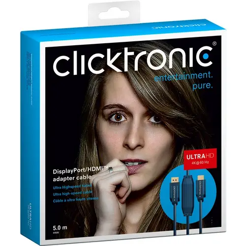 clicktronic Aktives DisplayPort/HDMI Adapterkabel 4K/60Hz 5 m (1er Faltschachtel) clicktronic Aktives DisplayPort/HDMI Adapterkabel 4K/60Hz 5 m (1er Faltschachtel)