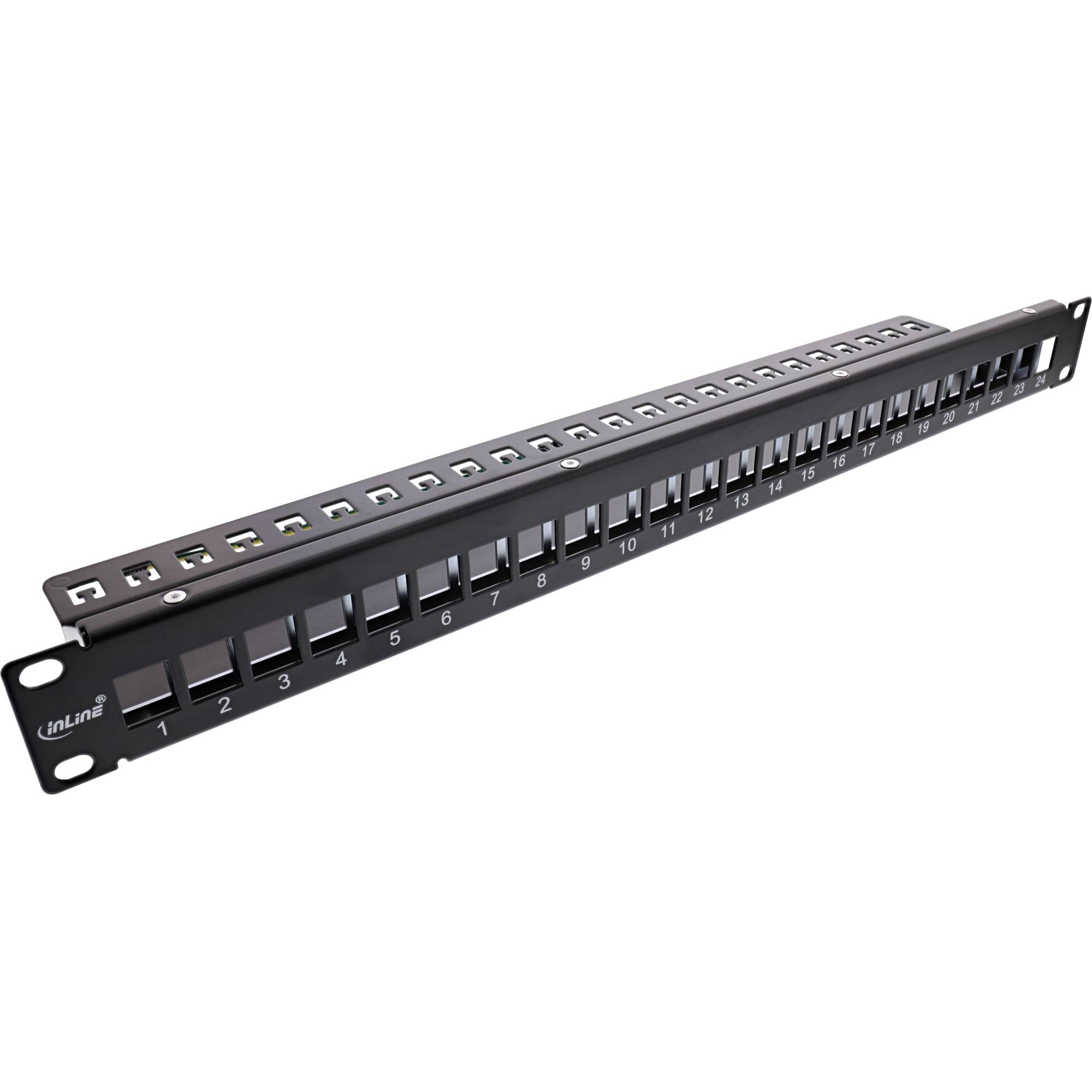 INLINE - Patchfeld 24-fach - Keystone Leerblech Patchpanel - 19"" - 1HE - schwarz