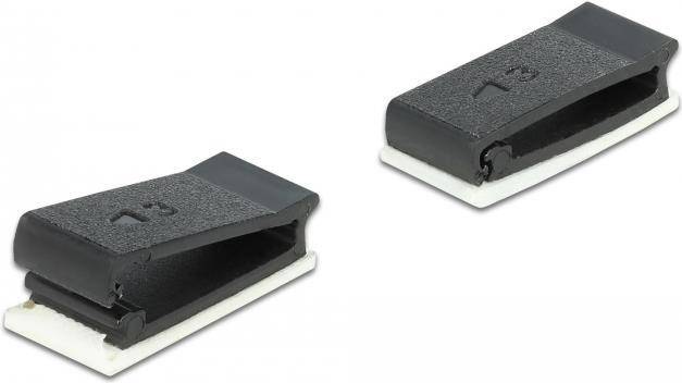 Delock Kabelhalter mit Verschlussclip selbstklebend schwarz 10 Stück (60247)