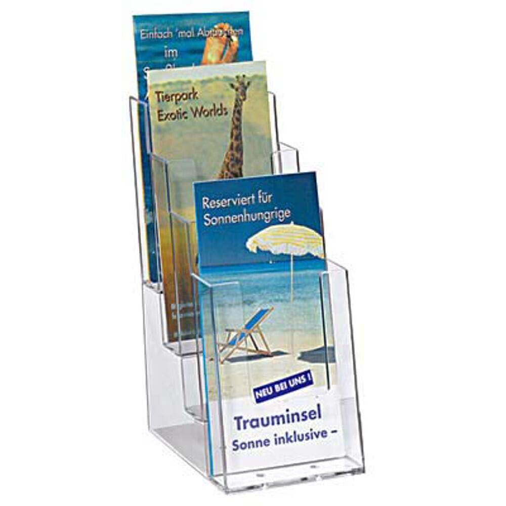 Helit Tischprospekthalter transparent 1/3 DIN A4 4 Fächer