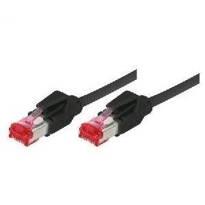 Patchkabel S/FTP, PiMF, Cat 6, schwarz, 15,0 m halogenfrei, mit Draka-Kabel und Hirosesteckern TM21 (bisherige
