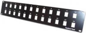 Modulträger für 24 Keystone-Anschlussbuchsen, 48,30cm (19''), schwarz Zum Aufbau eines Patchfeldes mit bis zu 24 Ports