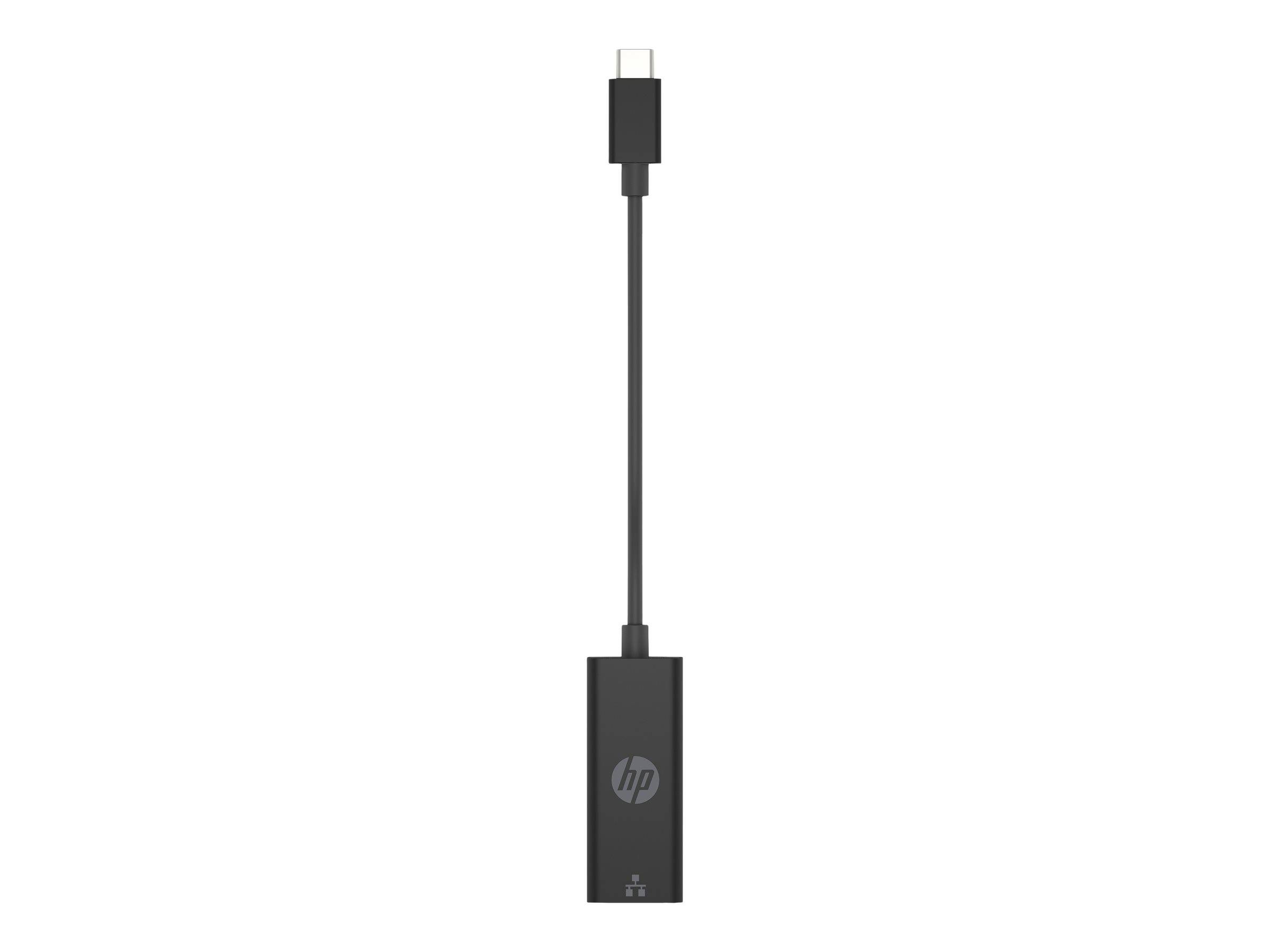 HP USB-C-Adapter-Dongle mit kurzem Kabel und kompaktem schwarzem Inline-Gehäuse
