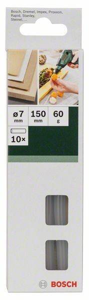 Ein Etikett mit Maßangaben: Durchmesser 7 mm, Länge 150 mm, Gewicht 60 g, Menge 10x.