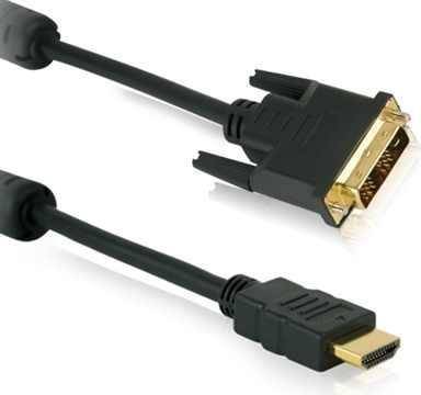 Helos Anschlusskabel, HDMI St./DVI-D 18+1 St., FULL HD, mit Ferrit, 1,0m schwarz DVI-D 18+1 Stecker , Single Link , 1920