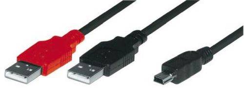 USB Y-Kabel, 2x USB St. A / 1x USB 5pol Mini St. B, 0,8 m