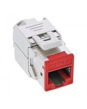 InLine 8er Pack Keystone RJ45 Buchse geschirmt Cat.6A rot mit farbiger Front zur einfachen Kennzeichung im Netzwerkschrank 8 Stück in einer VPE