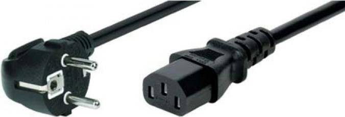 Netzanschlusskabel, Schukostecker abgewinkelt an Kaltgerätebuchse, schwarz, 3.0 m Netzanschlusskabel für Deutschland,