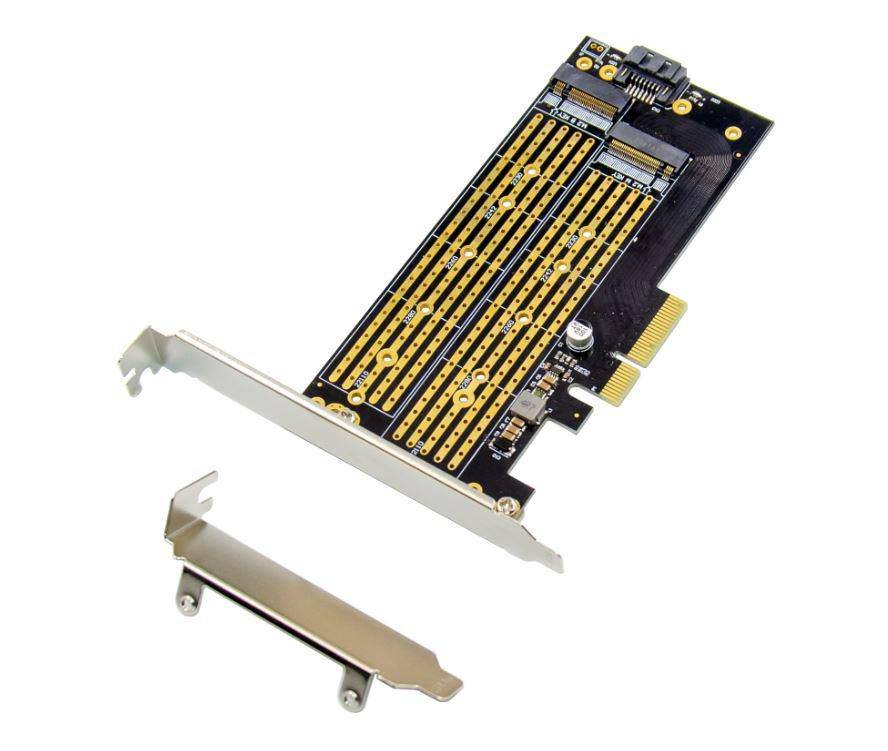 PCIe x4 M.2 Key NMVe SSD Adapt NGFF M Key B Dual Interface