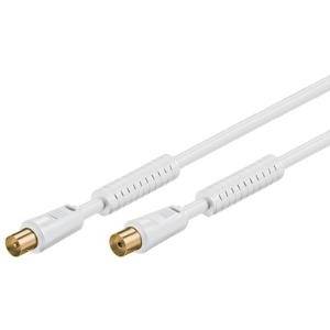 Wentronic Goobay Antennen Anschlusskabel, 100% geschirmt, Ferrite, vergoldet, Weiß, 10 m