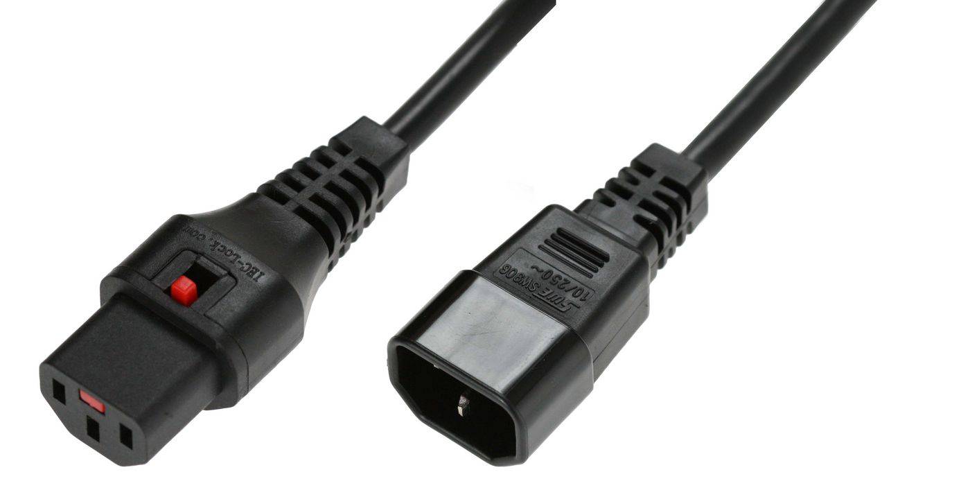 IEC LOCK C13 auf C14 1.00mm2, 1.5M, SCHWARZ