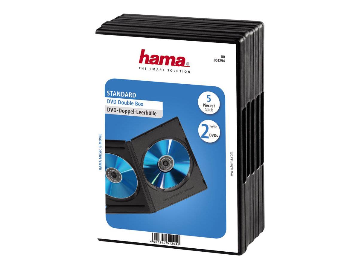 Hama - DVD Jewel Case - Kapazität: 2 DVD - Schwarz (Packung mit 5)
