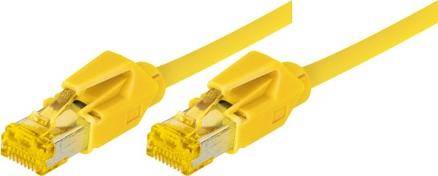 Patchkabel S/FTP, PiMF, Cat 6a, gelb, 5,0 m Für 10 Gigabit/s, halogenfrei, mit Leoni-Kabel und Hirosesteckern TM31