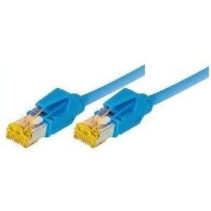 Patchkabel S/FTP, PiMF, Cat 6a, blau, 1,0 m Für 10 Gigabit/s, halogenfrei, mit Draka-Kabel und Hirosesteckern TM31