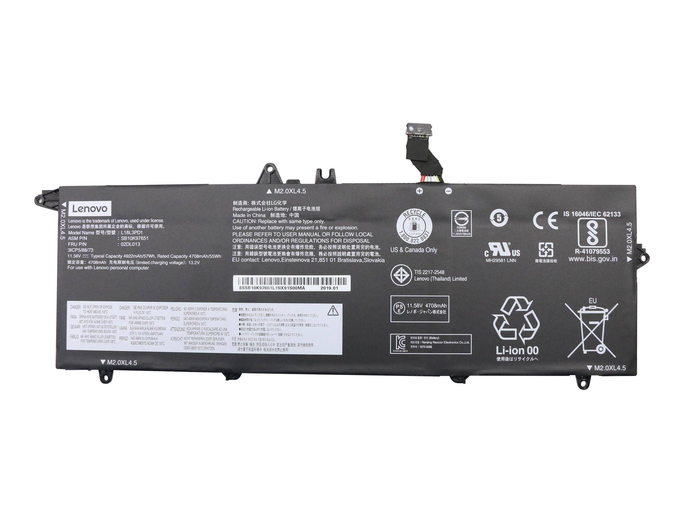 LENOVO - LG Chem L18L3PD1 - Laptop-Batterie - Lithium-Ionen