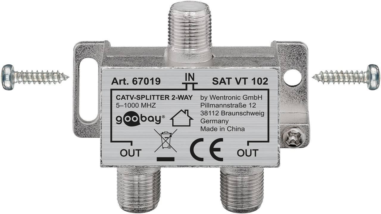 goobay 2 fach BK Verteiler silber (Bulk)