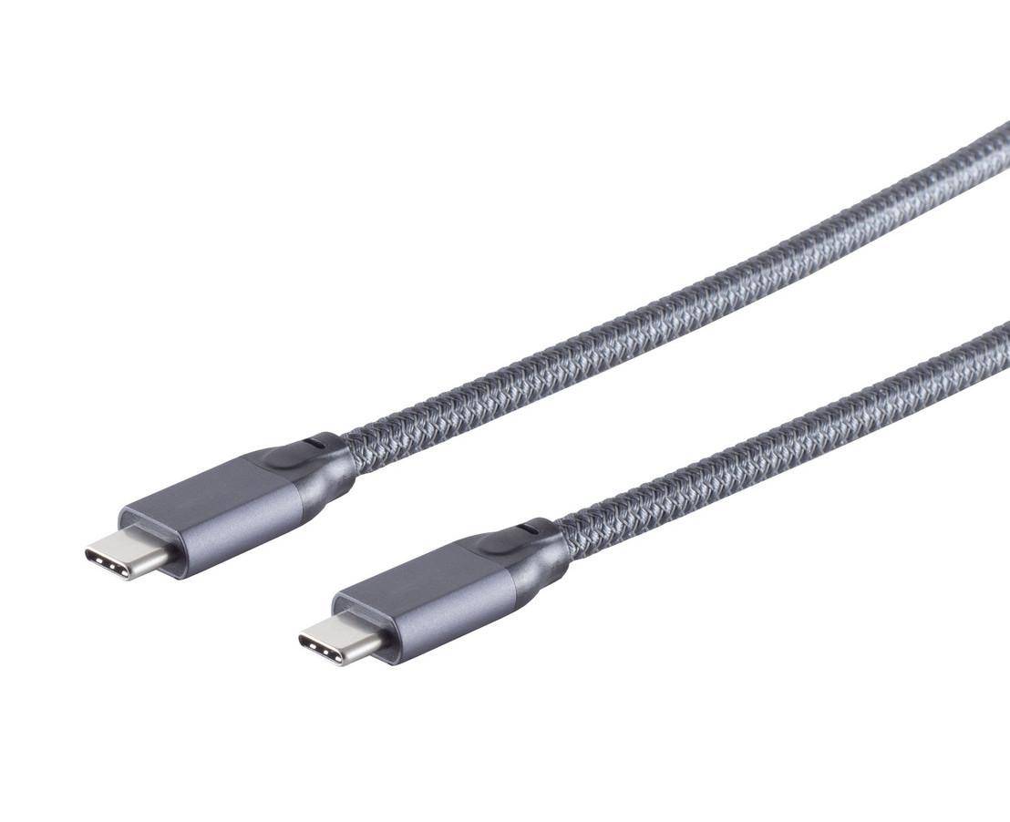 USB Type-C 3.2 Gen 2x2 Kabel, grau - Länge: 0,50 m