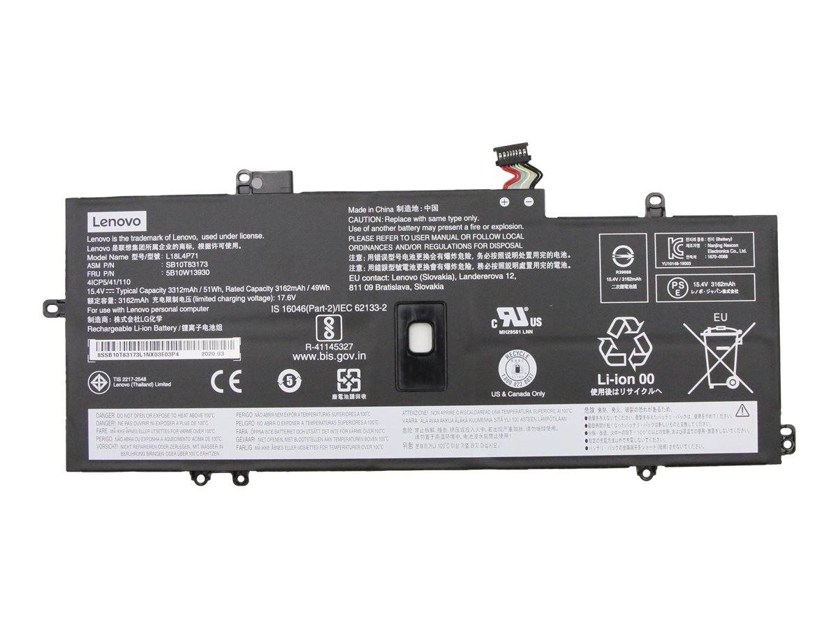 LENOVO - LG - Laptop-Batterie - Lithium-Ionen - 4 Zellen - 3312 mAh - 51 Wh - FRU - für ThinkPad X1 Carbon (7th Gen)