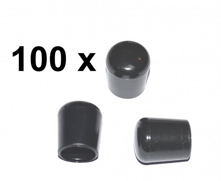 100 x Kappe für Rundrohr D=18 mm L=21 mm schwarz PVC
