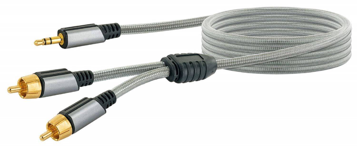AINSTEIN 3.5 mm Klinke/Cinch Aux Adapterkabel 2,5m, Klinkenstecker <gt/> 2x Cinch Stecker
