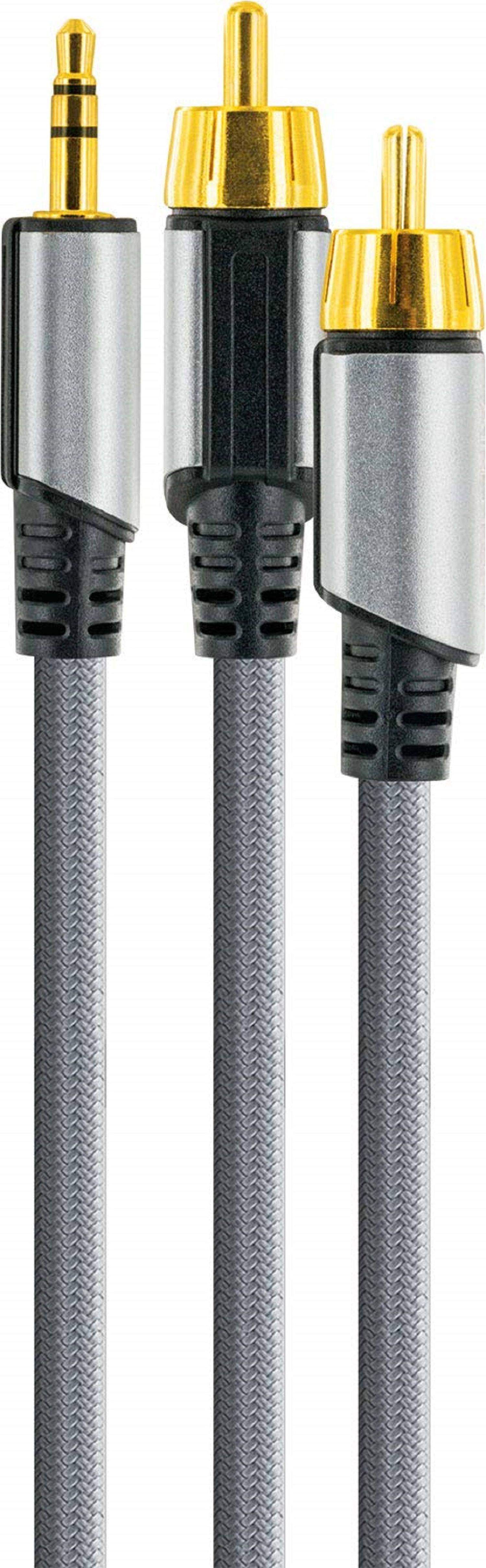 AINSTEIN 3.5 mm Klinke/Cinch Aux Adapterkabel 2,5m, Klinkenstecker <gt/> 2x Cinch Stecker