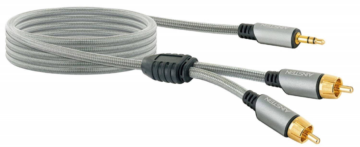 AINSTEIN 3.5 mm Klinke/Cinch Aux Adapterkabel 2,5m, Klinkenstecker <gt/> 2x Cinch Stecker