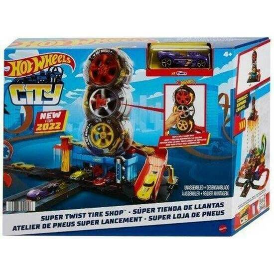Hot Wheels City Super Reifenshop Spielset 1 Fahrzeug für Kinder ab 4 J. HDP02