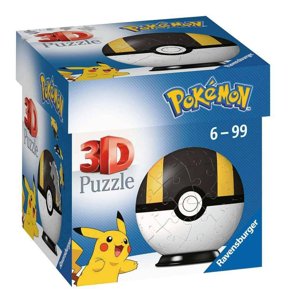 Ravensburger Pokémon 3D-Puzzlebox mit einem Pokéball, Pikachu und Altersangabe 6–99.
