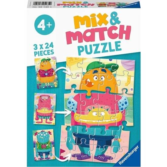 RAVENSBURGER Puzzle Mix&Match: Lustiges Monster 3x24 Teile