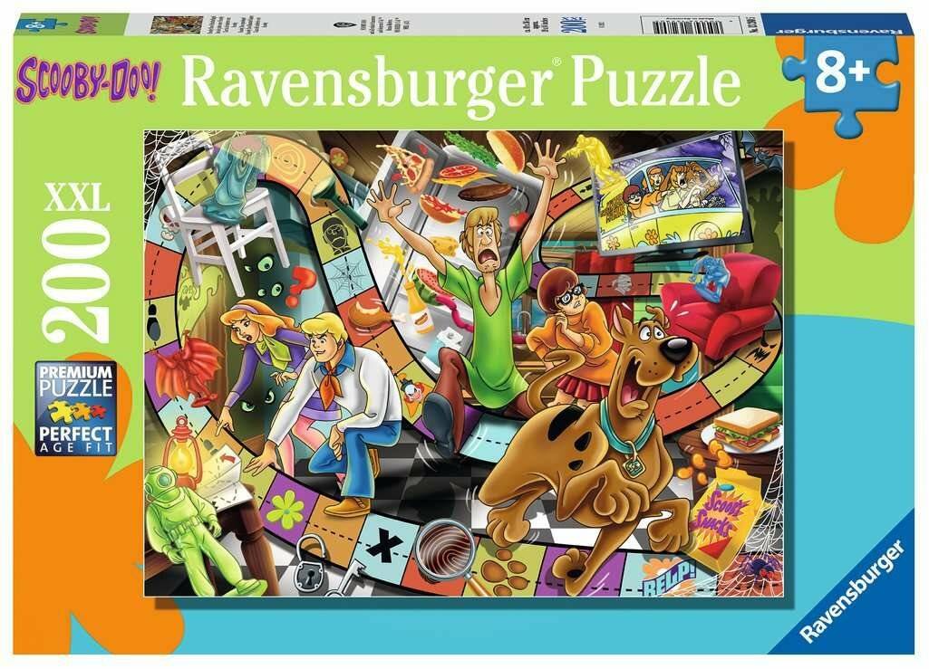 Scooby-Doo Ravensburger Puzzleschachtel, 200 XXL-Teile, ab 8 Jahren, zeigt die Mystery Inc. Gang und Scooby in einer farbenfrohen Actionszene.