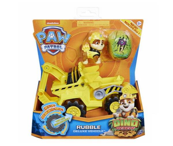 Paw Patrol, Dino Rescue Rubble Deluxe Friction Vehicle With Surprise Dinofigure