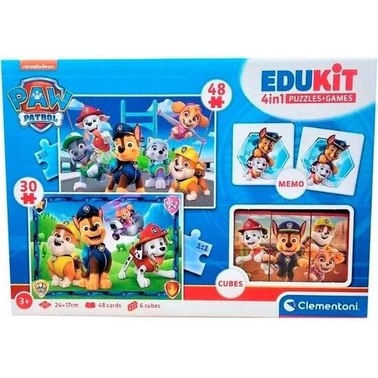 HUNDESTREIFE EDUKIT 4 SPIELE IN 1 MEMO + PUZZLE + DOMINO + WÜRFEL