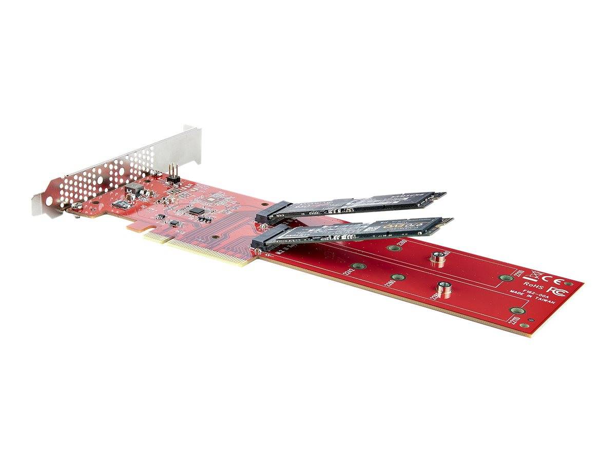 StarTech.com Dual M 2 PCIe AdapterKarte, PCIe x8/ x16 auf Dual AHCI oder NVMe M.2 SSDs, PCI Express 4.0, 7,8GB/s pro Lau