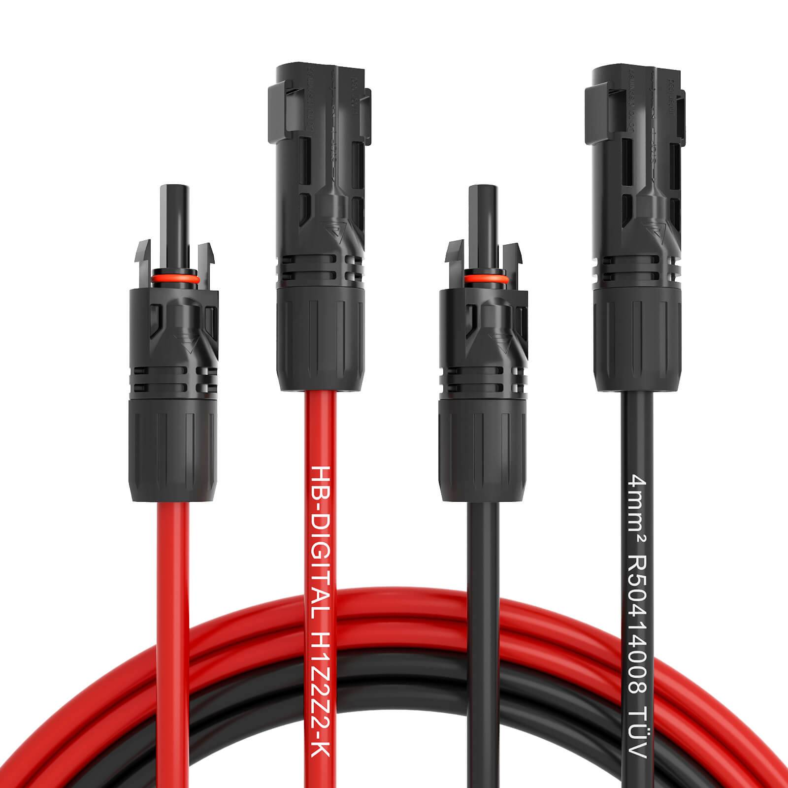 hb-digital 2x 2m Solarkabel Verlängerung 4mm2 mit Solar Stecker Solar Verlängerungskabel für Solarmodule