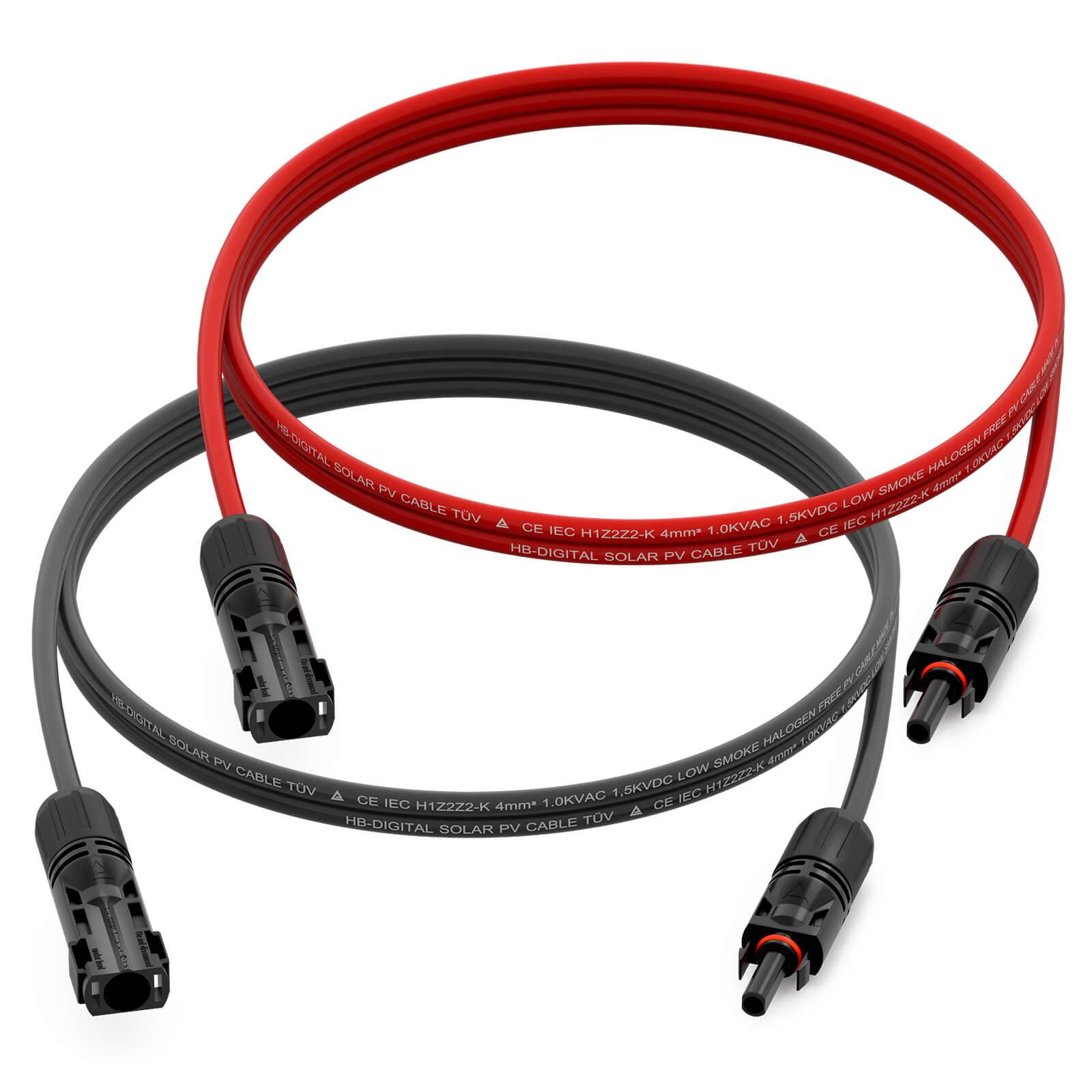 hb-digital 2x 10m Solar Verlängerungskabel für Solarmodule 4 mm² Solarkabel 4mm2 mit Solar Stecker Photovoltaikkabel