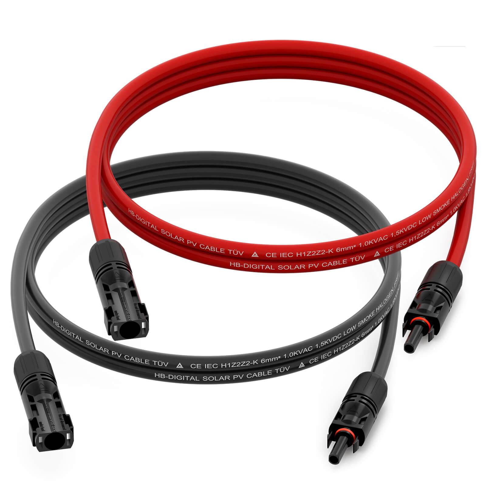 hb-digital 2x 3m Solarkabel 6 mm2 mit Solar Stecker Solar Kabel Verlängerung für Solarmodule 6mm² PV Kabel Verlängerung
