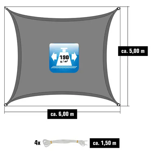 UV Sonnensegel Wasserdicht 6x5 - Rechteckig - Sonnenschutz Segel Garten Terrasse UV Sonnensegel Wasserdicht 6x5 - Rechteckig - Sonnenschutz Segel Garten Terrasse