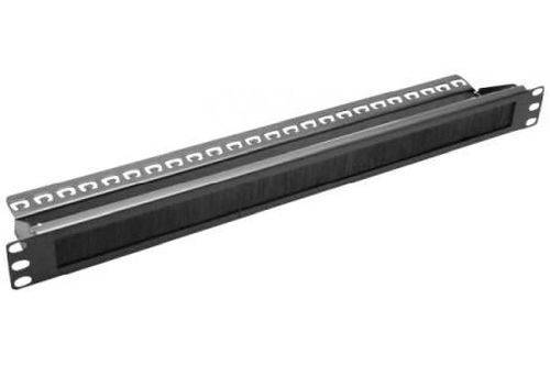 Dexlan 19" Kabeldurchführungsplatte mit Bürstenkamm, 1HE, RAL 9005 schwarz