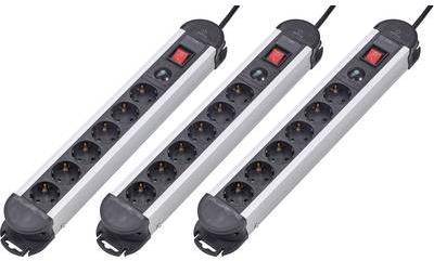 Renkforce 3er Set Überspannungsschutz-Steckdosenleiste 6fach Schwarz Schutzkontakt 614A-CMB-SX3 (614A-CMB-SX3)