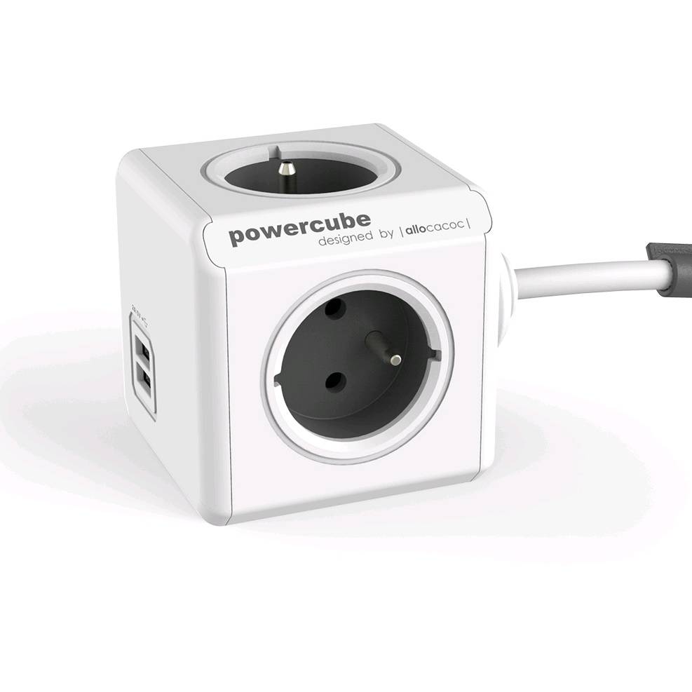 Allocacoc PowerCube Extended USB E(FR) - 3m - 3 m - 4 AC-Ausgänge - Typ E - CE - KEMA - RoHS - 16 A - 230 V