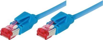 Patchkabel S/FTP, PiMF, Cat 6, blau, 10,0 m halogenfrei, mit Draka-Kabel und Hirosesteckern TM21 (bisherige Bezeichnung