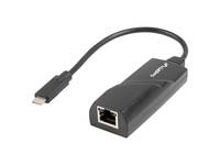 Lanberg NC-1000-02, USB Typ-C, RJ-45, Schwarz, 1 Stück(e), 0,15 m