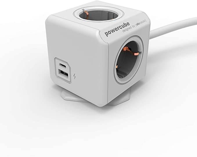 DesignNest PowerCube Extended USB-A + USB-C, 4-fach Verteiler Mehrfach Steckdos