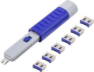 Renkforce USB Port Schloss RF-4714586 6er Set Silber, Blue inkl